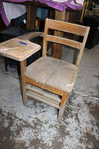 lot 102 image: Vintage wood school desk