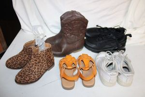lot 134 image: Kids shoes size 9-13 cowboy boots size 11, Cat & Jack sandals, animal print boots size 9 still has tags, and more