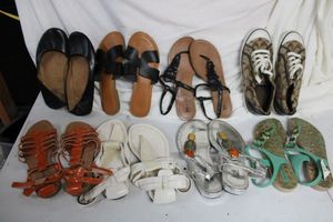 lot 136 image: Womens shoes size 5.5-6.5 sandals and Coach tennies