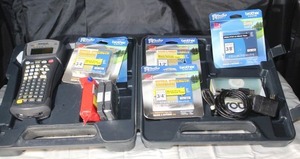 lot 26 image: Brother Ptouch Pro Label Maker, in Case with 7 Label Ribbons