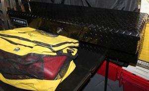 lot 16 image: Truck Tool Box and Safety Gear and Equipment for Roadside Emergencies