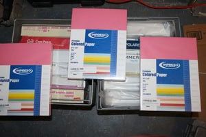lot 45 image: Multi Reems of Premium PrinterCopier Paper Mostly White a few reems of pastel colors, Approximately 15 Reems, Containers included