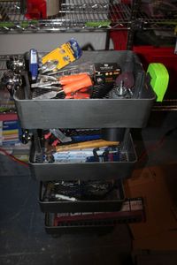 lot 46 image: Rolling 4 Tier Tool Bins with Contents