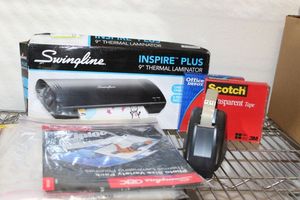 lot 79 image: Swingline Inspire Plus 9 Thermal Laminator, Laminating Sheets, Scotch Transparent Tape with tape Dispenser
