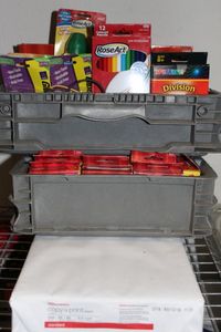 lot 165 image: Kids Art Supplies, Crayons, Colored Pencils, Markers, Crayon Sharpener, and Glue Sticks, and Blank Paper