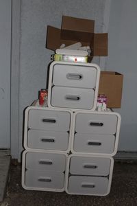 lot 187 image: Stackable Space Saving Drawers and Accessories by Quirky
