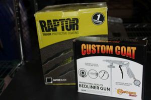 lot 197 image: Raptor Spray on Bed liner and special bed liner spray gun