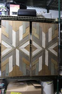 lot 200 image: Two Matching Wooden Wall Art Items Each Measures 31x15
