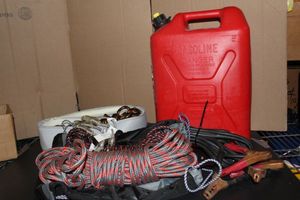 lot 202 image: Gas Can 5 Gallons, Ropes, Jumper cables and More