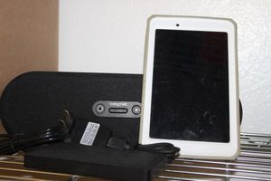 lot 52 image: G-Pad 7.0 Tablet with Case Factory Resorted, Creative Bluetooth Speaker and Battery Pack