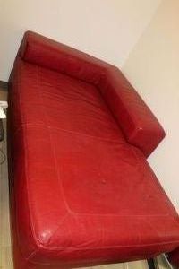 lot 96 image: Red Italian Leather Lounge Style Sofa Will have Scheduled Pick up