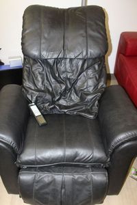 lot 97 image: Black Leather Message Recliner with Heat Will have a Scheduled pick up