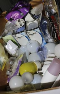 lot 100 image: Large Variety of Light Bulbs, Everything from Appliance bulbs to Regular Bulbs