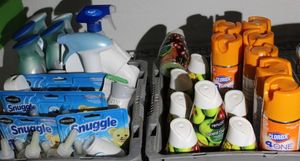 lot 102 image: Generous Quantity of Air Fresheners, Febreze Spray, Renuitz Solids, Glade Plugins with Snuggle Scented Refills and Disinfectant Spray