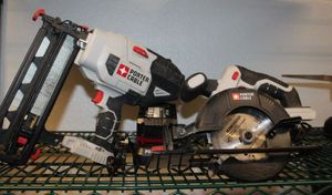 lot 113 image: Porter Cable Circular Saw and 16 Gauge Battery Nail gun