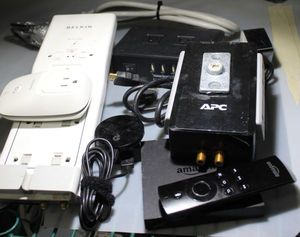 lot 126 image: Electronic Equipment Surge Protectors and Amazon Fire and Google Chromecast