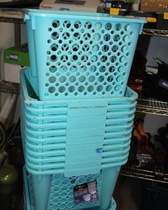 lot 134 image: Teal Stacking Orginazation Crates Twelve(12) These are 15.5x15x11