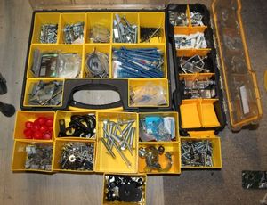 lot 161 image: Large Standley and Dewalt Parts organizers with Multiple Bins