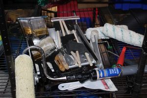 lot 308 image: Little Giant Ladder Work Tray, Paint Brushes and Paint Rollers