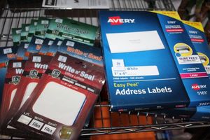 lot 333 image: Avery 5961 and 5161 and a variety of small packages of Labels