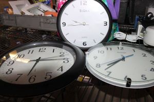 lot 341 image: 3 Round Walll Clocks
