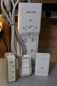 lot 469 image: Belkin Surge Bar with Smart Switch, Amazon Echo Flex Speaker Plug with Smart Clock