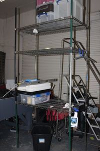 lot 584 image: Metro rack contents not included THESE WILL HAVE A SCHEDULED PICK UP BUYER RESPOSIBLE FOR DISASSEMBLY