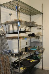 lot 586 image: Metro rack contents not included THESE WILL HAVE A SCHEDULED PICK UP BUYER RESPOSIBLE FOR DISASSEMBLY