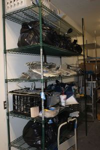 lot 587 image: Metro Rack 72x24 and one extra shelf ... Contents not included THESE WILL HAVE A SCHEDULED PICK UP