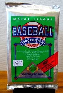 lot 167 image: 1990 Upper Deck Baseball Cards Wax Pack 15 CARDS