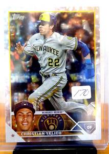 lot 170 image: 2023 Topps Christian Yelich Silver Ice Foil