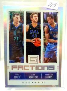 lot 219 image: 2019-20 Status Factions Holo DALLAS MAVS #16 DONCIC, NOWITSKI, BARNES