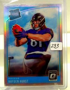 lot 233 image: 2017 OPTIC #189 Hayden Hurst Rated Rookie HOLO