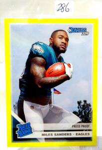 lot 286 image: 2019 Donruss Miles Sanders RATED ROOKIE YELLOW PRESS PROOF