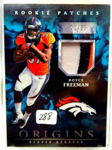 lot 288 image: RARE ORIGINS BLUE ROOKIE PATCH ROYCE FREEMAN 25