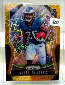 lot 300 image: 2019 PRIZM GOLD LAZER MILES SANDERS RC #326