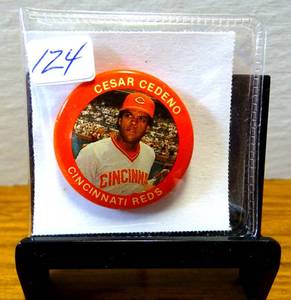lot 124 image: 1984 Fun Foods Baseball Pins # 42 CEASAR CEDENO