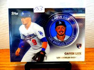 lot 153 image: 2020 TOPPS Gavin Lux COMMEMORATIVE COIN ROOKIE CARD
