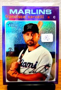 lot 186 image: 2020 Topps Heritage Purple Francisco Cervelli