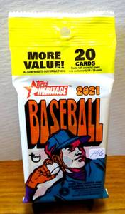 lot 196 image: MLB Topps Heritage Baseball 2021 Value Pack (20 cards) Sealed New $$$