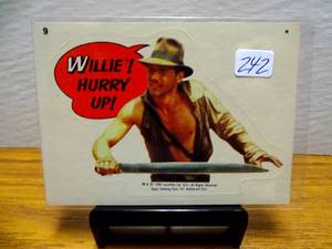 lot 242 image: VINTAGE 1984 Indiana Jones and the Temple of Doom Stickers #9 Willie Hurry Up