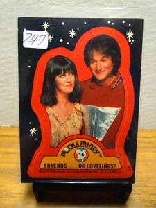 lot 247 image: VINTAGE 1978 Topps Mork and Mindy Sticker #15 Friends or Lovelings Robin Williams