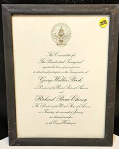 lot 258 image: RARE FRAMED - 2005 Presidential Inauguration Invitation BUSH