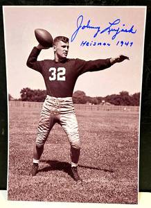 lot 282 image: 1947 HEISMAN JOHNNY LUJACK SIGNED 5 X 7 PHOTO