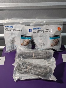 lot 292 image: NEW Philips Respironics Amara Full Face Mask Size M&L  2 Tubes