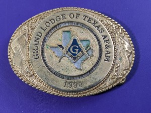 lot 146 image: 1990 Grand Lodge of Texas AF&AM Belt Buckle