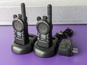lot 188 image: Lot of 2 - Motorola CLS1110 & CLS1410 Walkie Talkie w Charging Dock