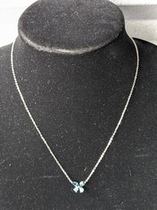 lot 205 image: 14K White Gold & Blue Topaz Butterfly Necklace 18