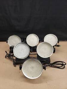 lot 51 image: Lot of 6 Round DJ Colorband RGB (RedBlueGreen) Wash Flood Lights