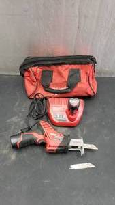 lot 20 image: Milwaukee Hackzall Cordless Reciprocating Saw w 2 Batteries, Charger & Tool Bag